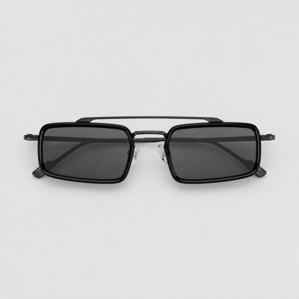 RIF sunglasses by SHAMS BRAND — gunmetal metal frame with black UV400 lenses