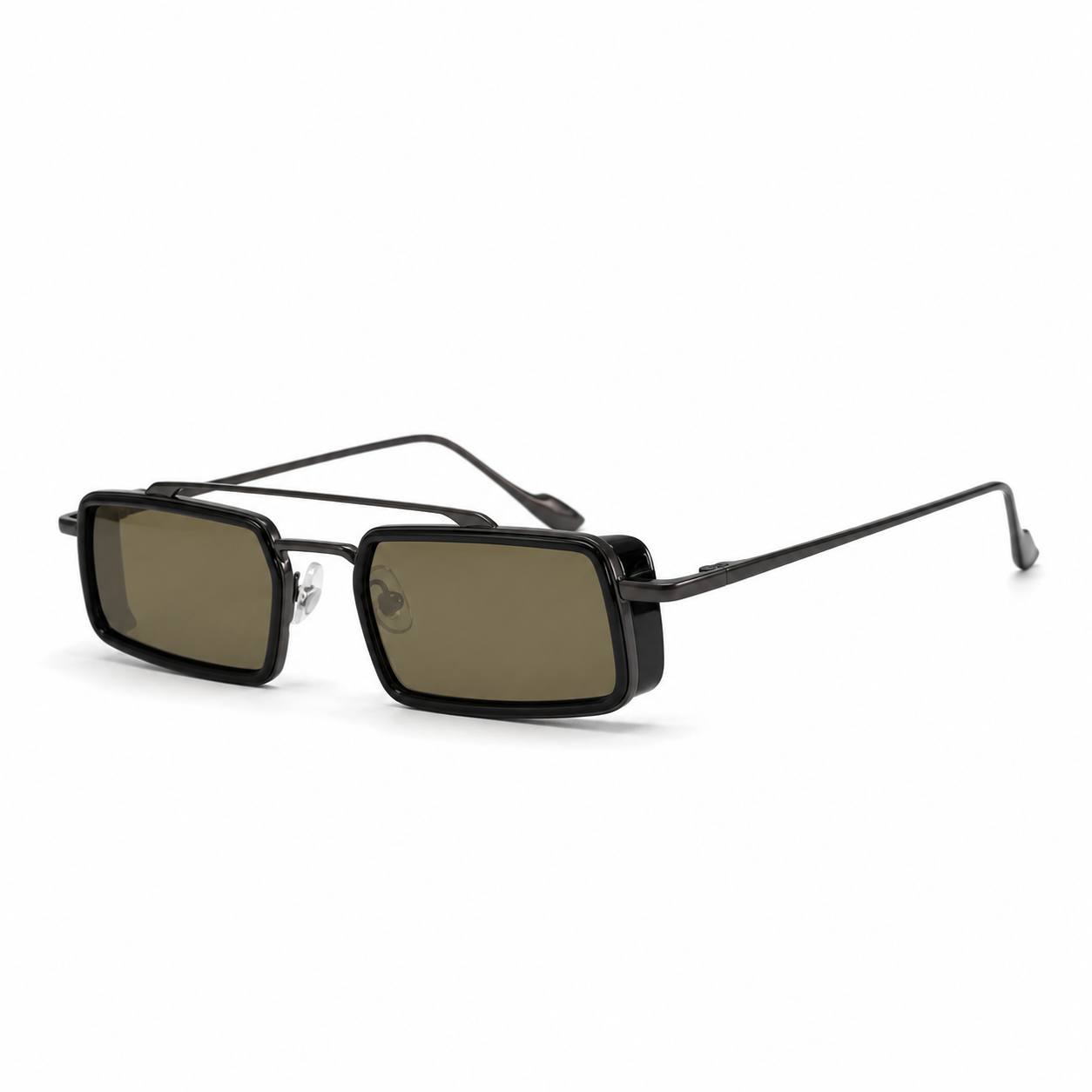 RIF sunglasses in gunmetal with green lenses — additional product view