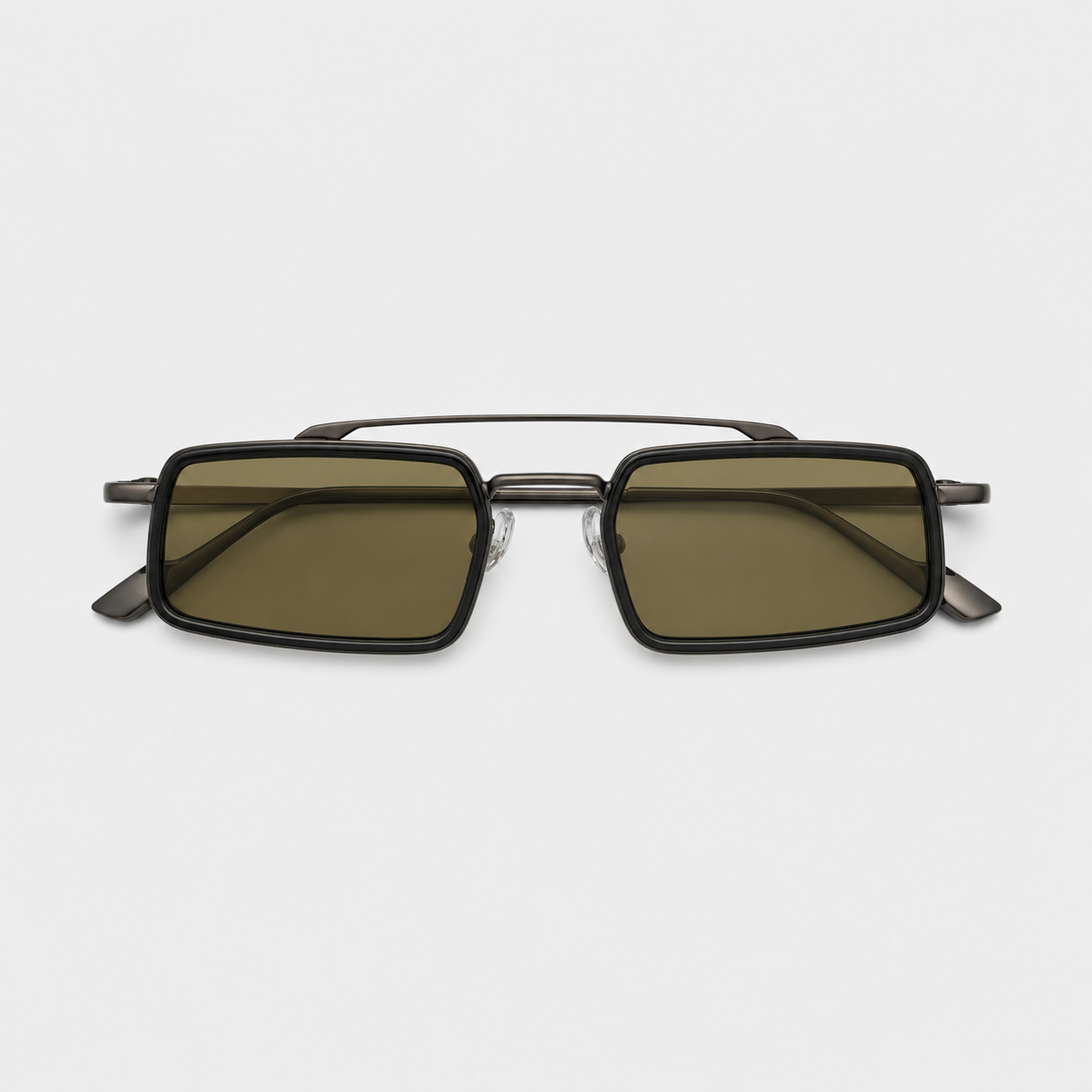 RIF sunglasses by SHAMS BRAND — gunmetal metal frame with green UV400 lenses