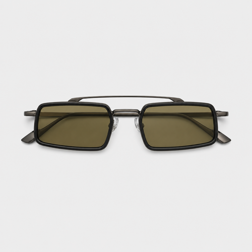 RIF sunglasses by SHAMS BRAND — gunmetal metal frame with green UV400 lenses