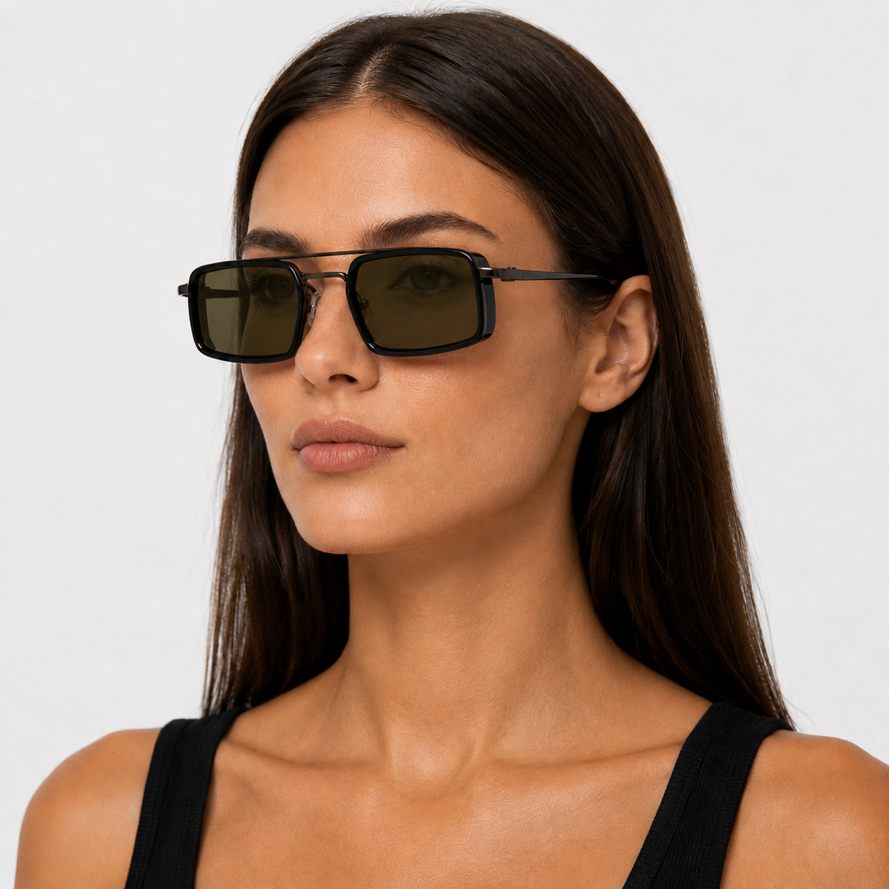 RIF sunglasses in gunmetal with green lenses — additional product view