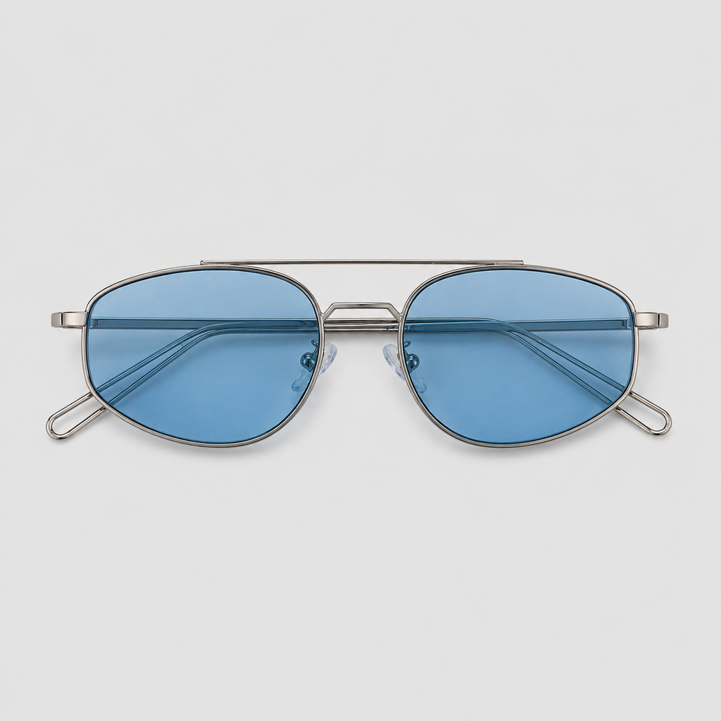 TOUBKAL sunglasses in silver with blue lenses — additional product view