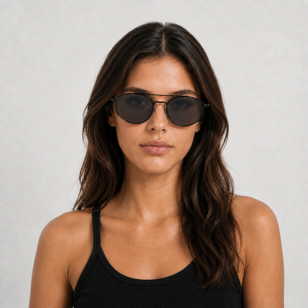 TOUBKAL sunglasses by SHAMS BRAND — black metal frame with black UV400 lenses