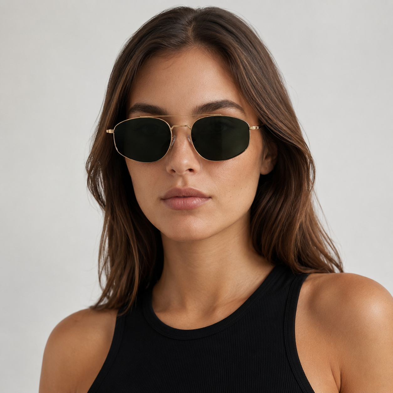 TOUBKAL sunglasses by SHAMS BRAND — gold metal frame with green UV400 lenses