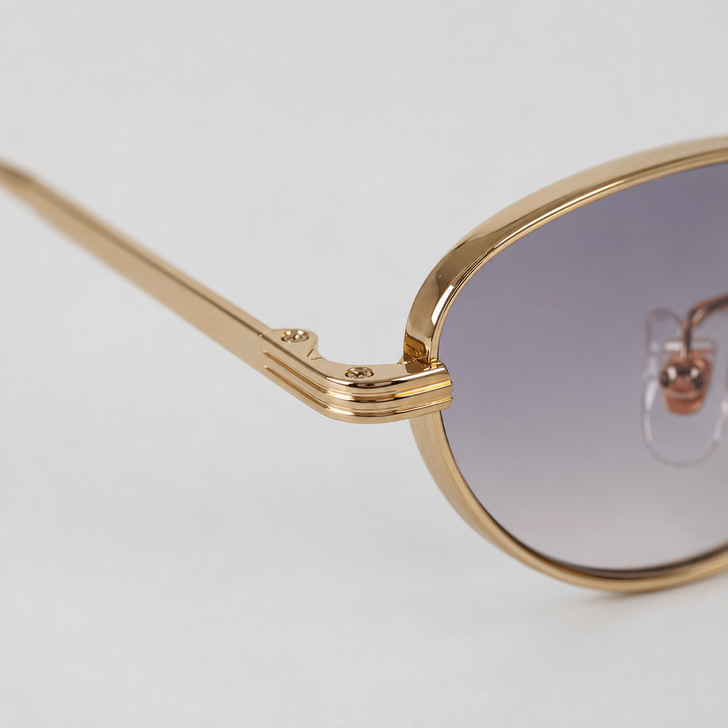 HAFA sunglasses in gold with gradient grey lenses — additional product view