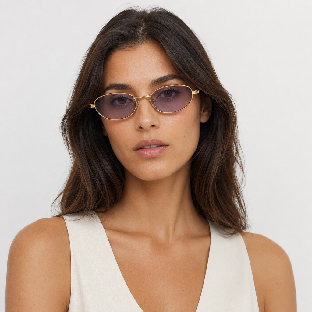 HAFA sunglasses in gold with gradient grey lenses — additional product view