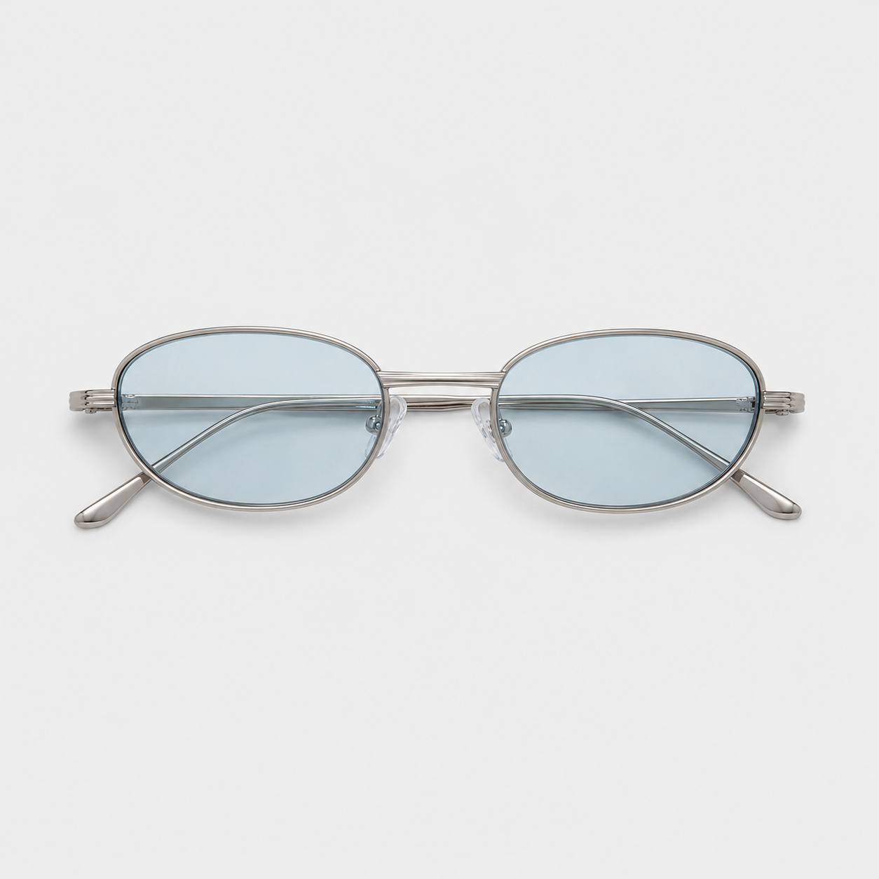 HAFA sunglasses in silver with gradient blue lenses — additional product view