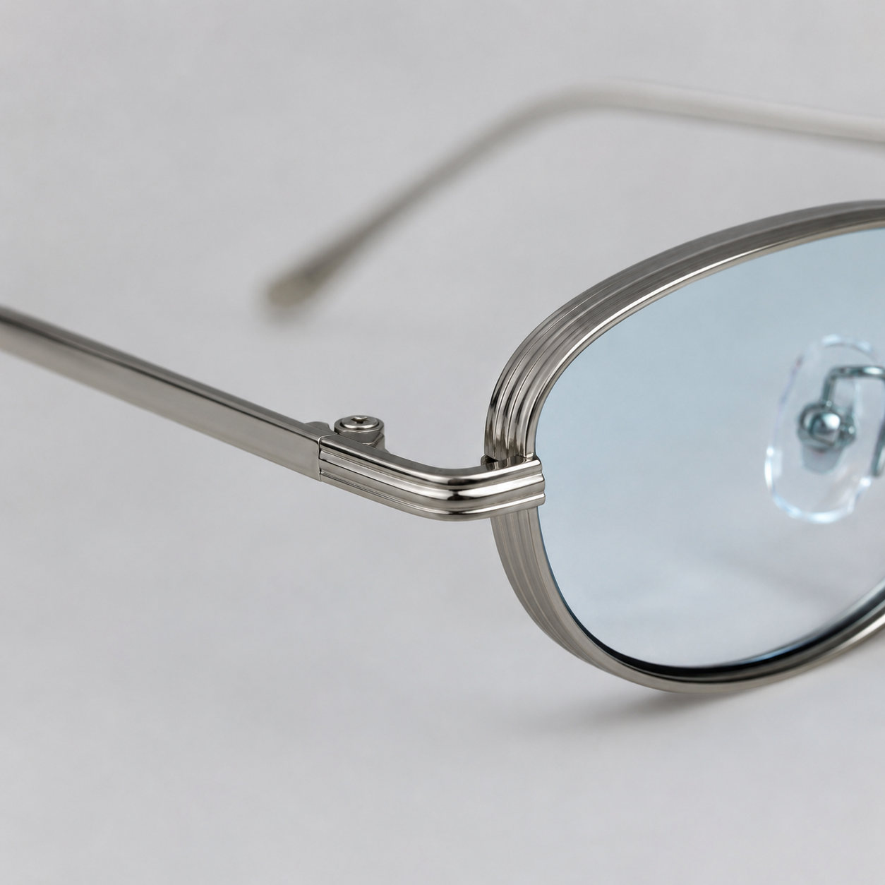 HAFA sunglasses in silver with gradient blue lenses — additional product view