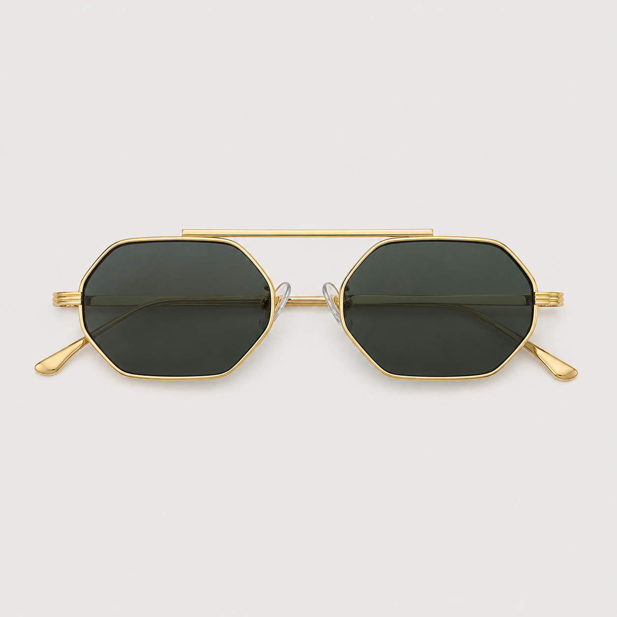 ASILAH sunglasses in gold with green lenses — additional product view