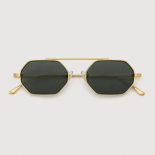 ASILAH sunglasses in gold with green lenses — additional product view