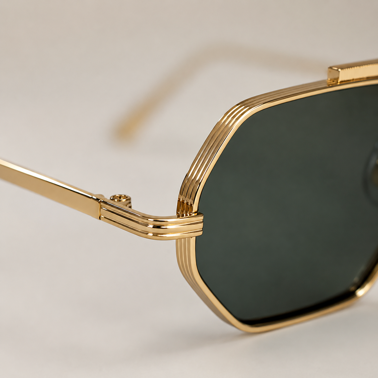 ASILAH sunglasses in gold with green lenses — additional product view