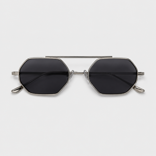 ASILAH sunglasses in silver with black lenses — additional product view