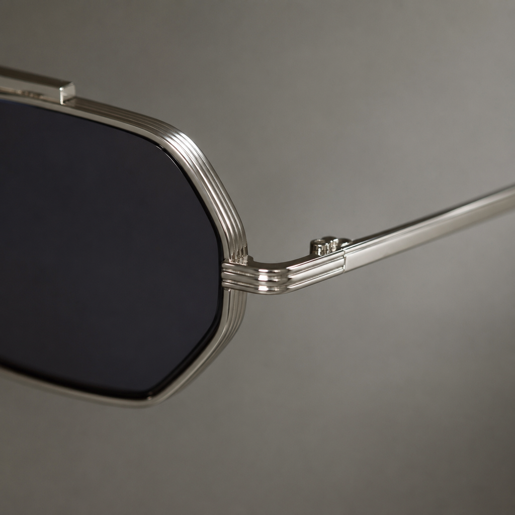 ASILAH sunglasses in silver with black lenses — additional product view