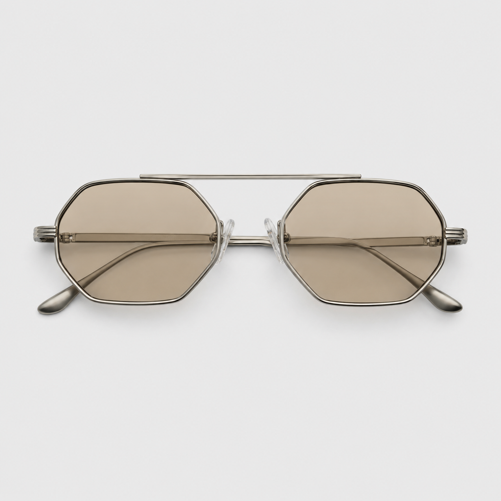 ASILAH sunglasses in silver with champagne lenses — additional product view