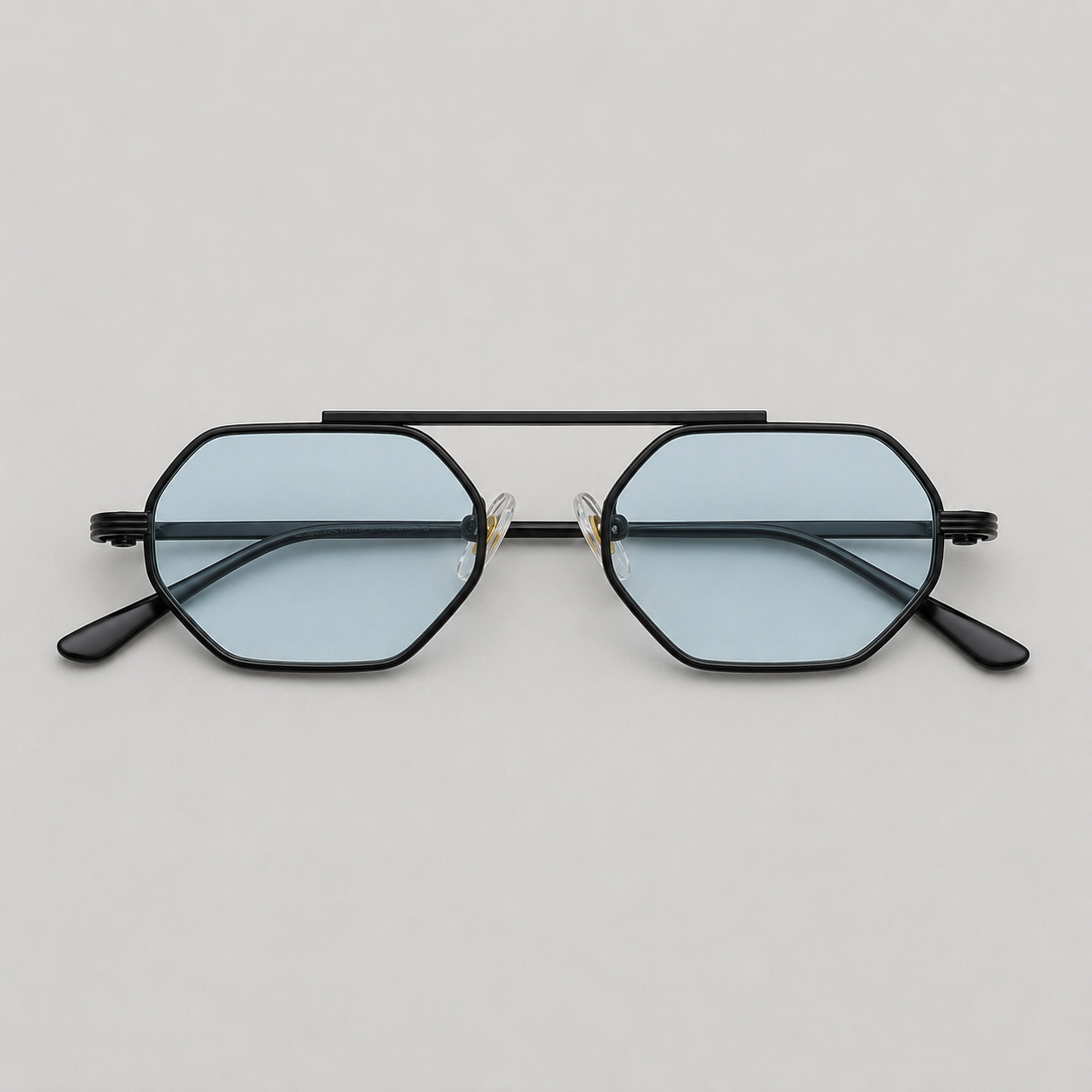 ASILAH sunglasses in black with gradient blue lenses — additional product view
