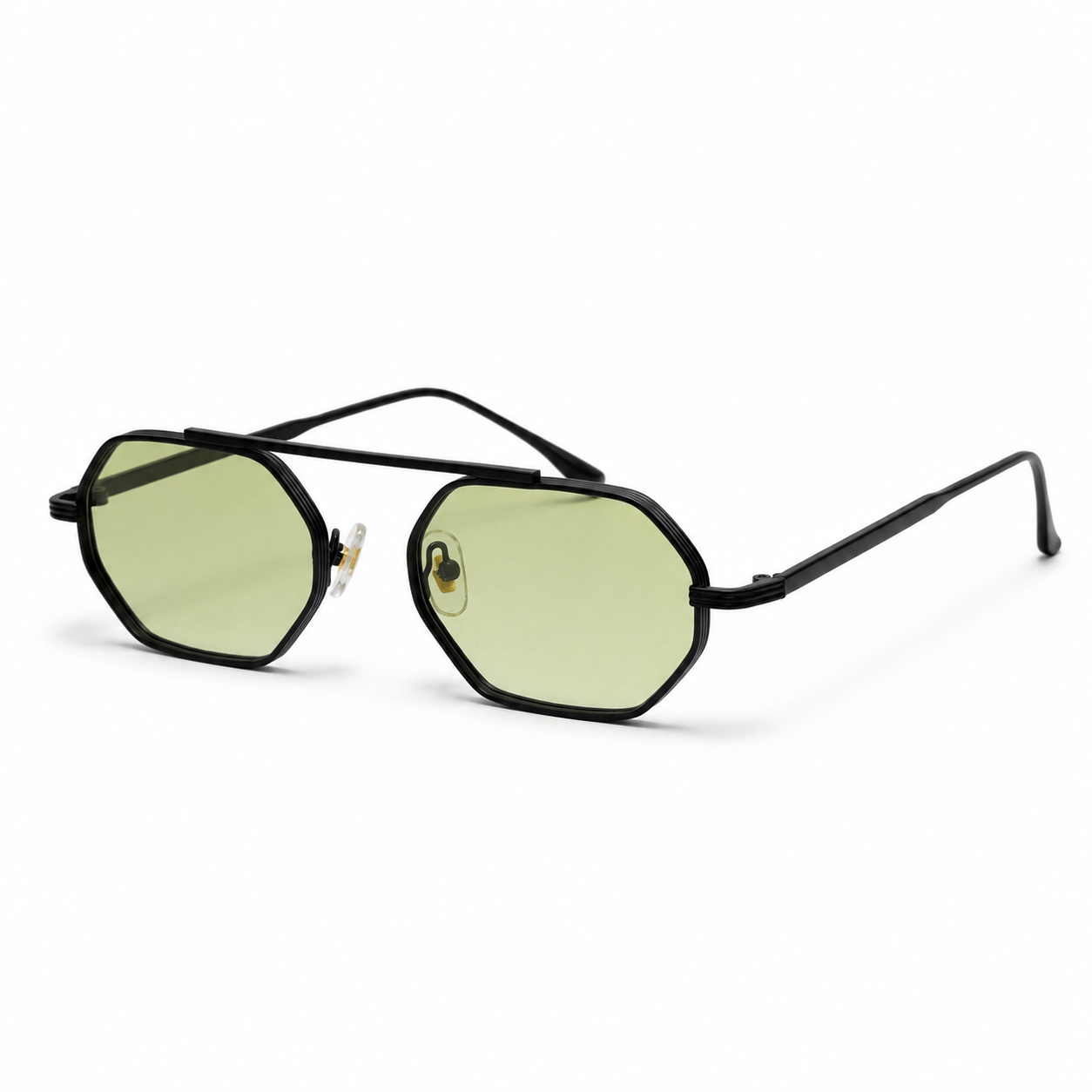 ASILAH sunglasses by SHAMS BRAND — black metal frame with gradient green UV400 lenses