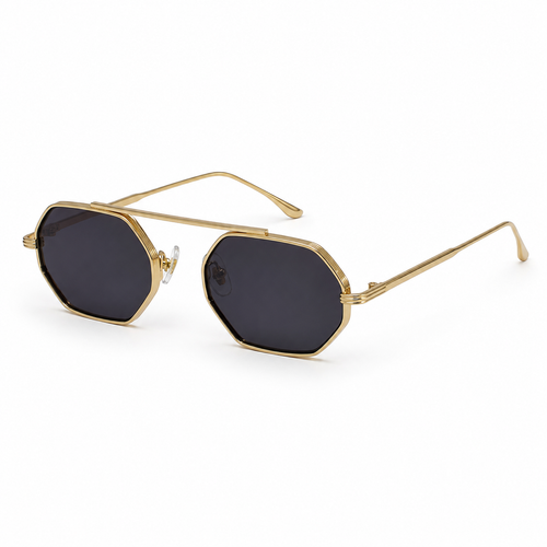 ASILAH sunglasses by SHAMS BRAND — gold metal frame with black UV400 lenses