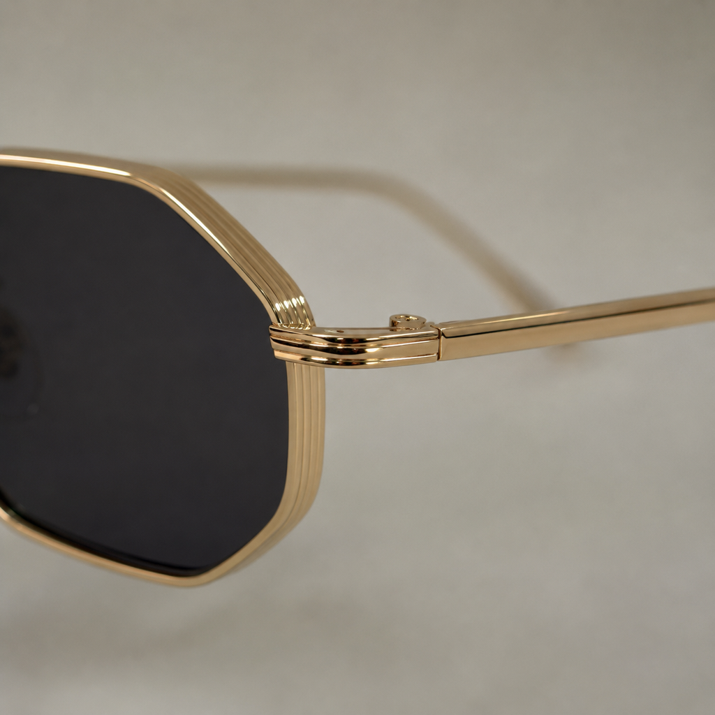 CAP SPARTEL sunglasses by SHAMS BRAND — gold metal frame with black UV400 lenses