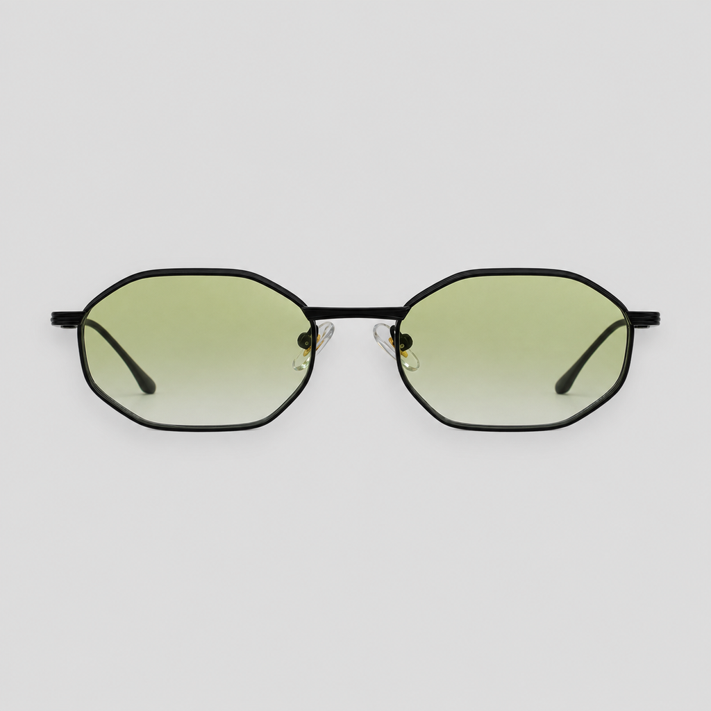 CAP SPARTEL sunglasses by SHAMS BRAND — black metal frame with gradient green UV400 lenses