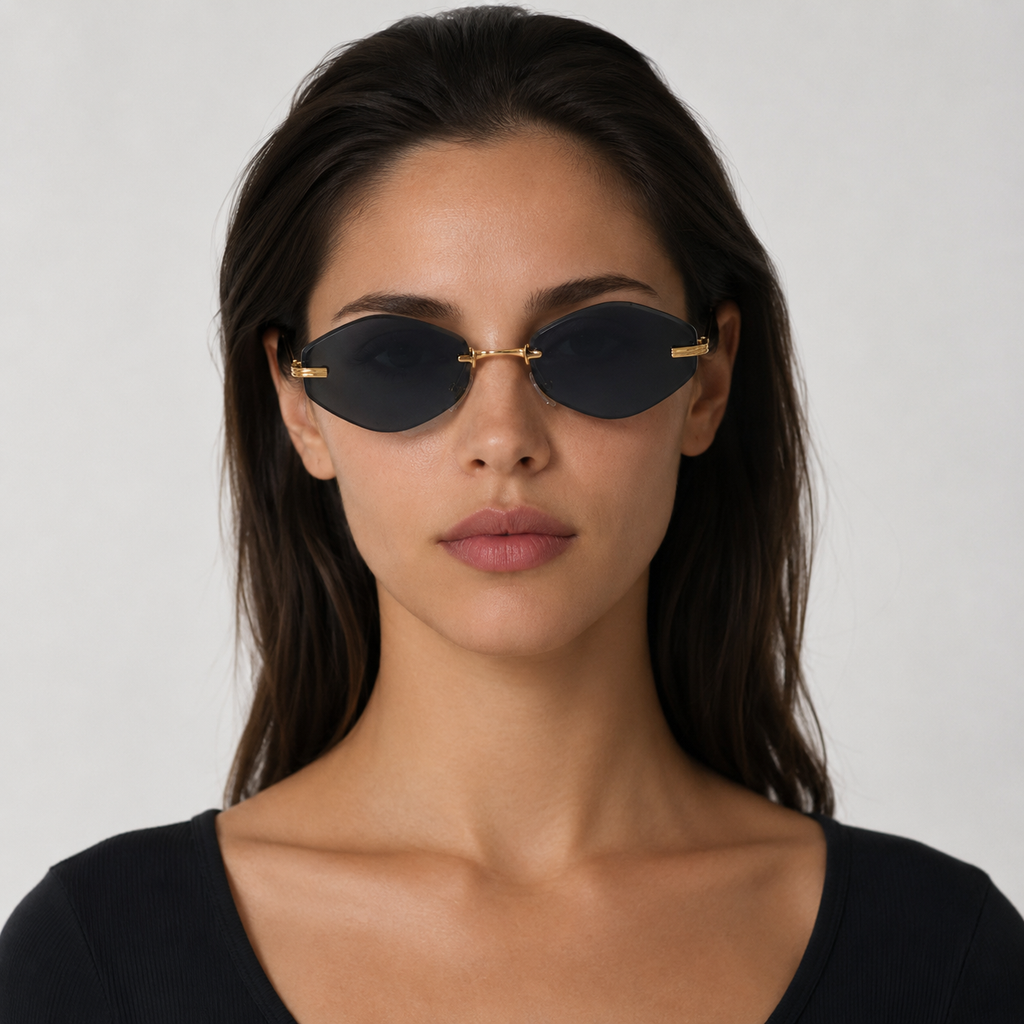 ATLAS sunglasses in gold with black lenses — additional product view