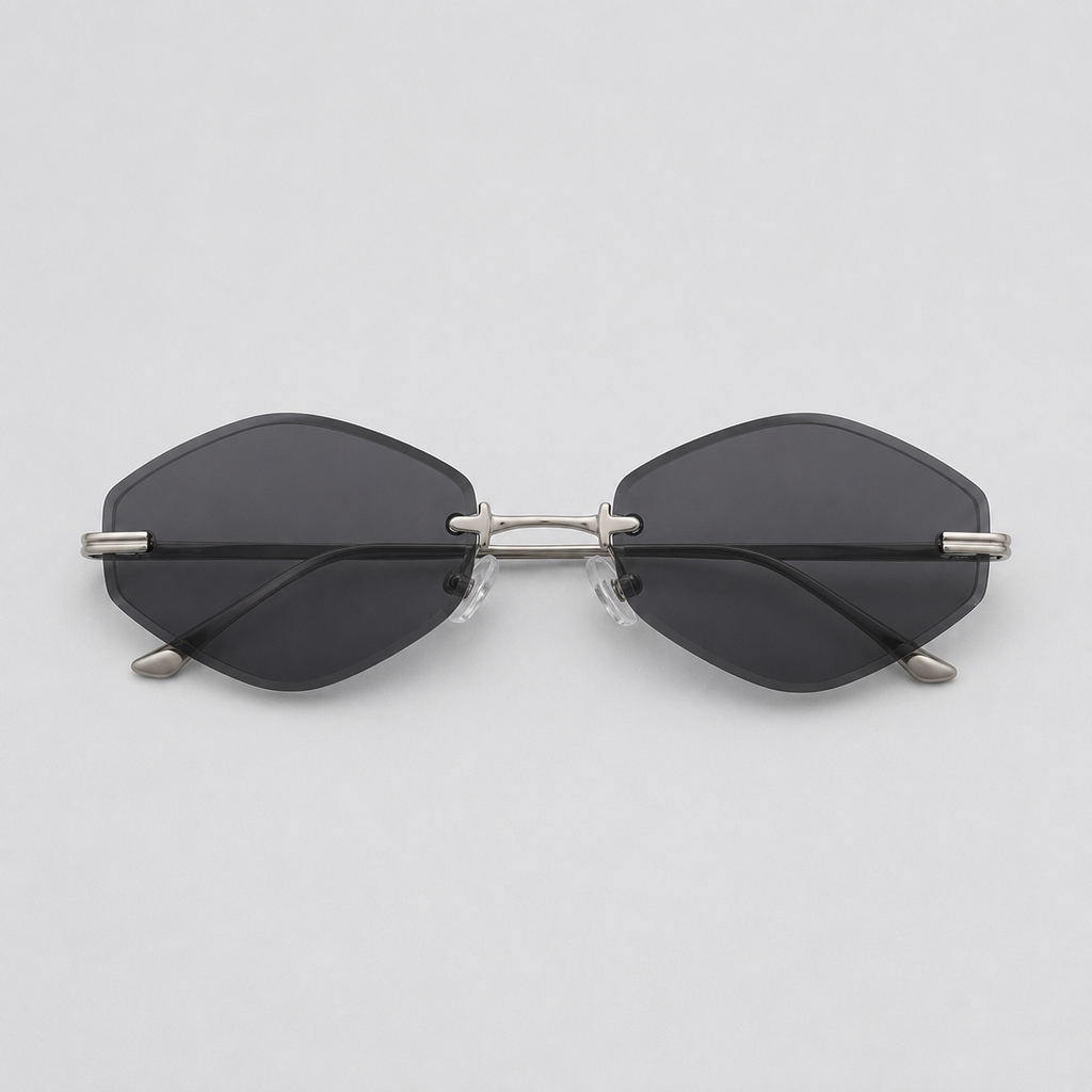 ATLAS sunglasses in silver with black lenses — additional product view