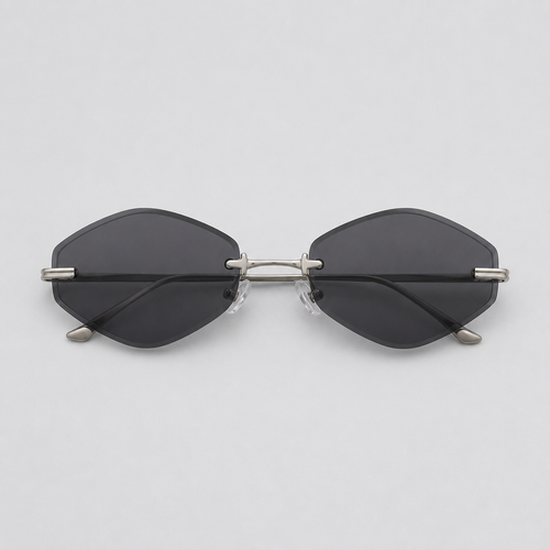 ATLAS sunglasses in silver with black lenses — additional product view