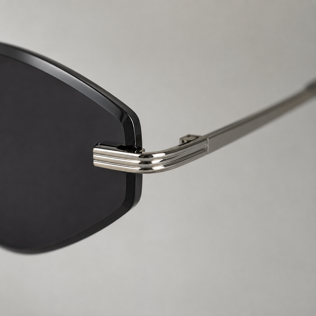 ATLAS sunglasses in silver with black lenses — additional product view