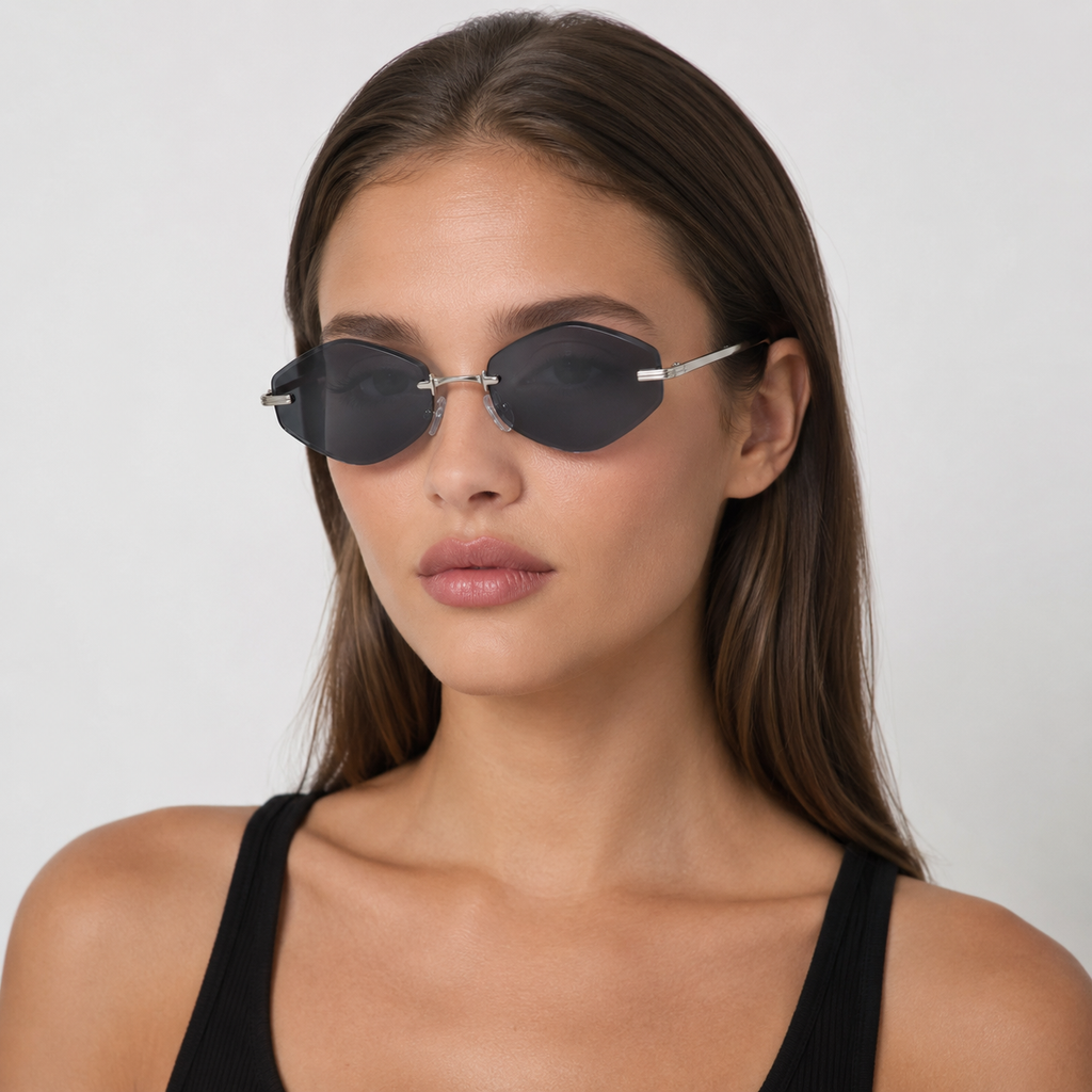 ATLAS sunglasses in silver with black lenses — additional product view