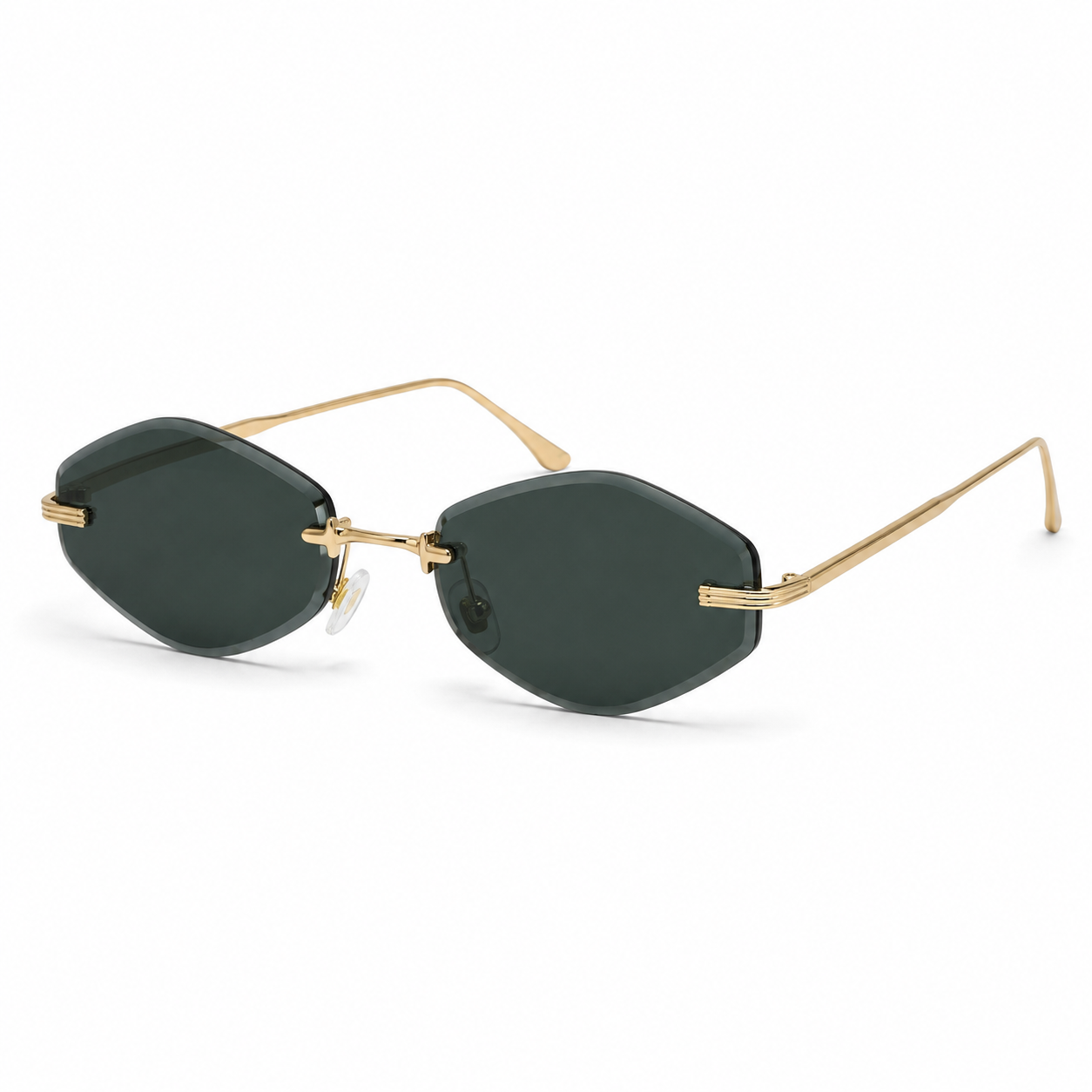 ATLAS sunglasses by SHAMS BRAND — gold metal frame with green UV400 lenses