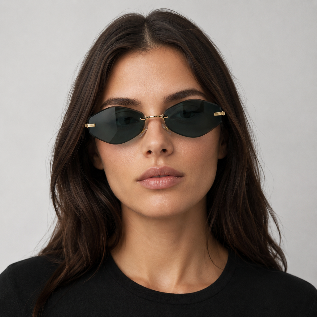 ATLAS sunglasses in gold with green lenses — additional product view