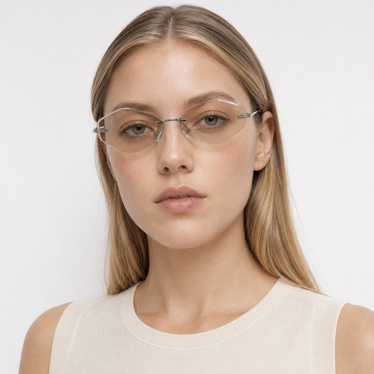ATLAS sunglasses by SHAMS BRAND — silver metal frame with brown UV400 lenses