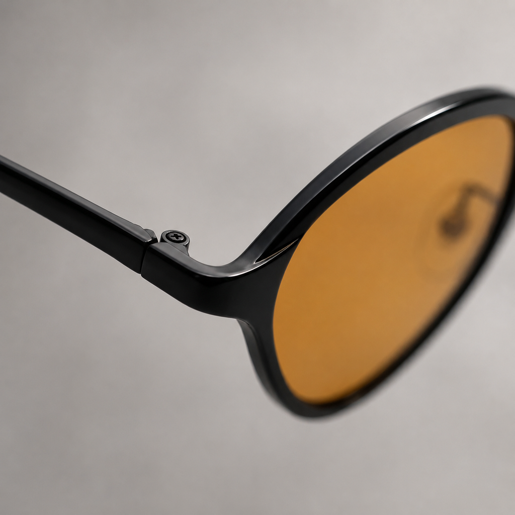 OASIS sunglasses in black with orange lenses — additional product view