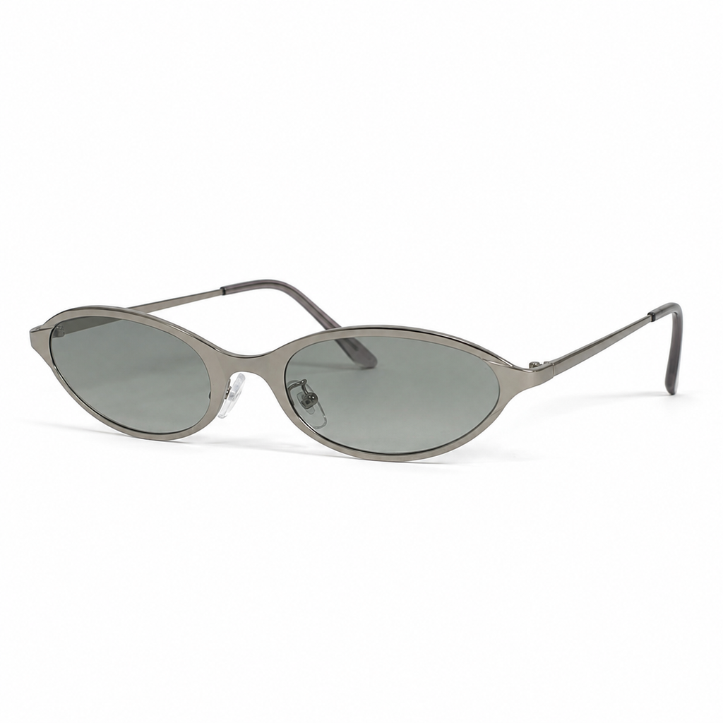 OASIS sunglasses in silver with gradient green lenses — additional product view