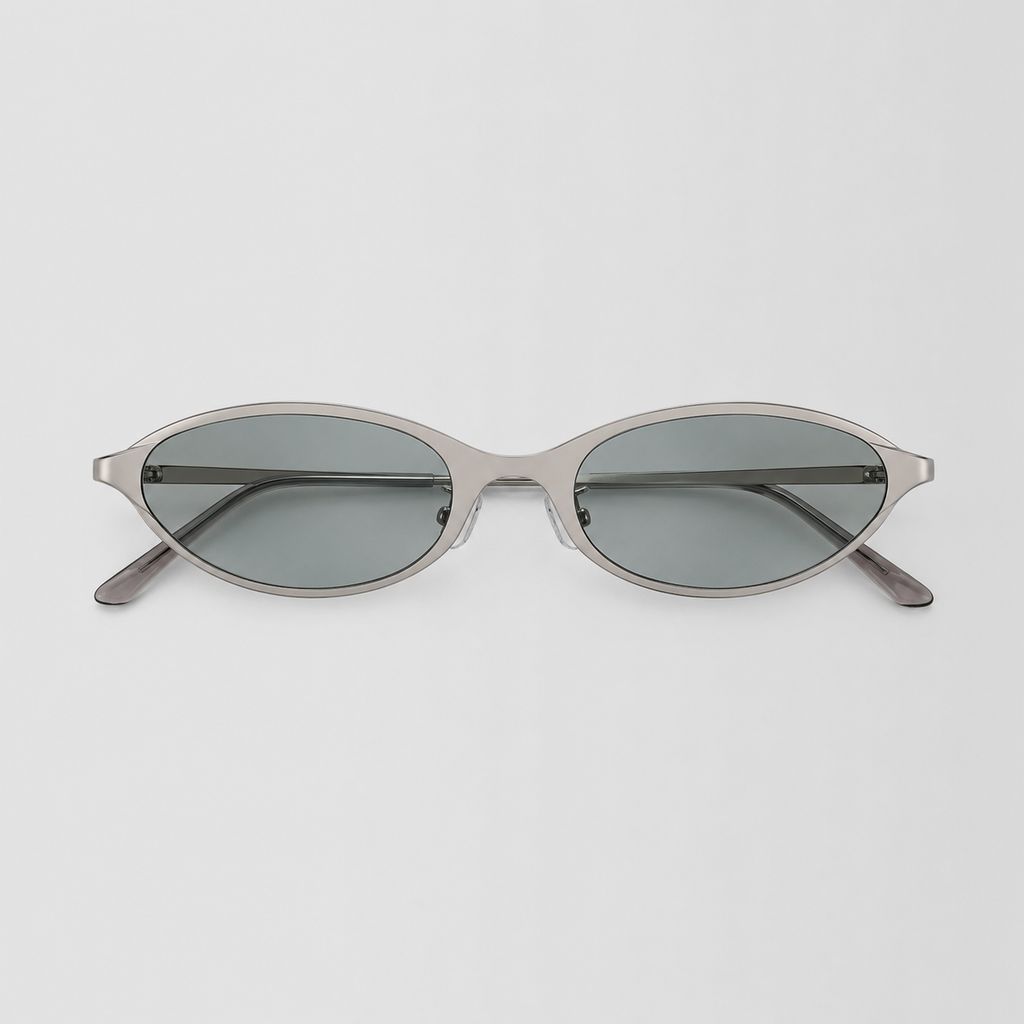 OASIS sunglasses in silver with gradient green lenses — additional product view