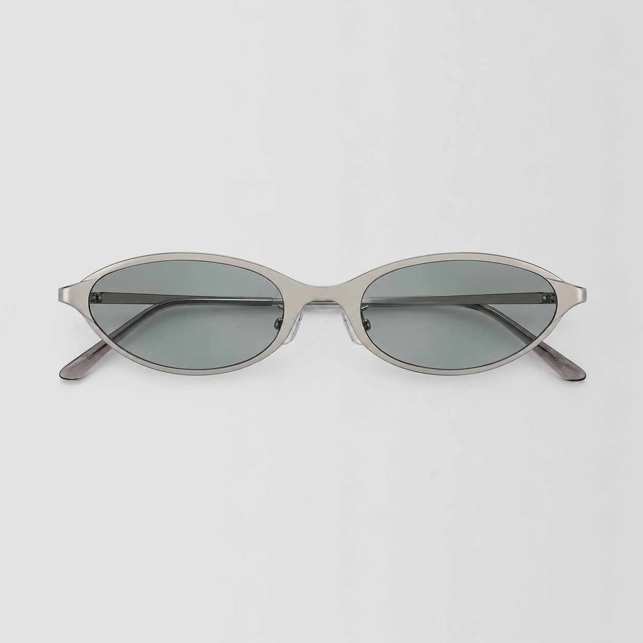 OASIS sunglasses in silver with gradient green lenses — additional product view