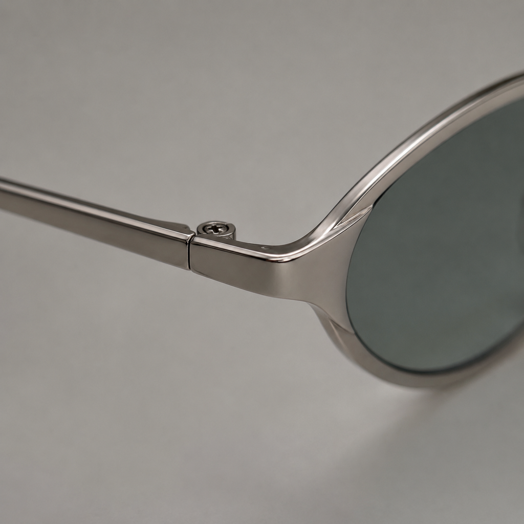 OASIS sunglasses in silver with gradient green lenses — additional product view