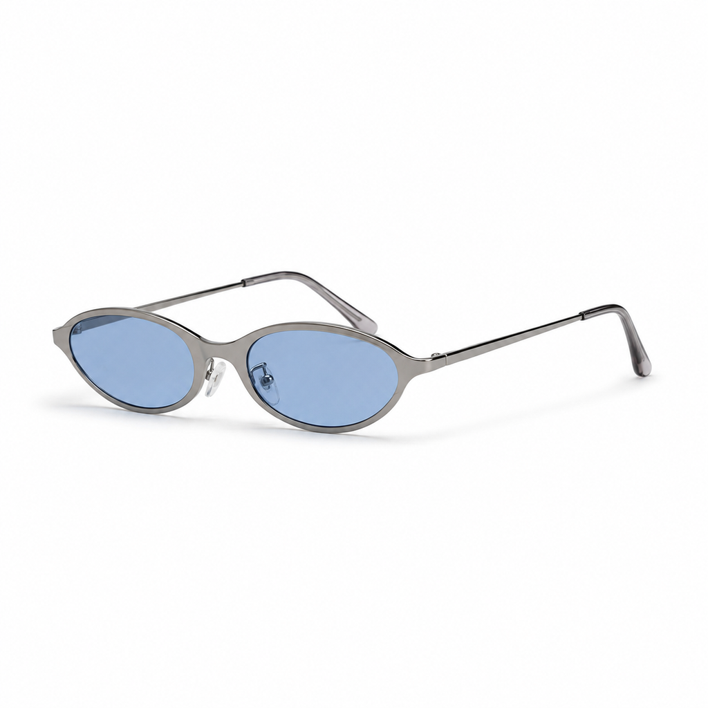 OASIS sunglasses in silver with blue lenses — additional product view