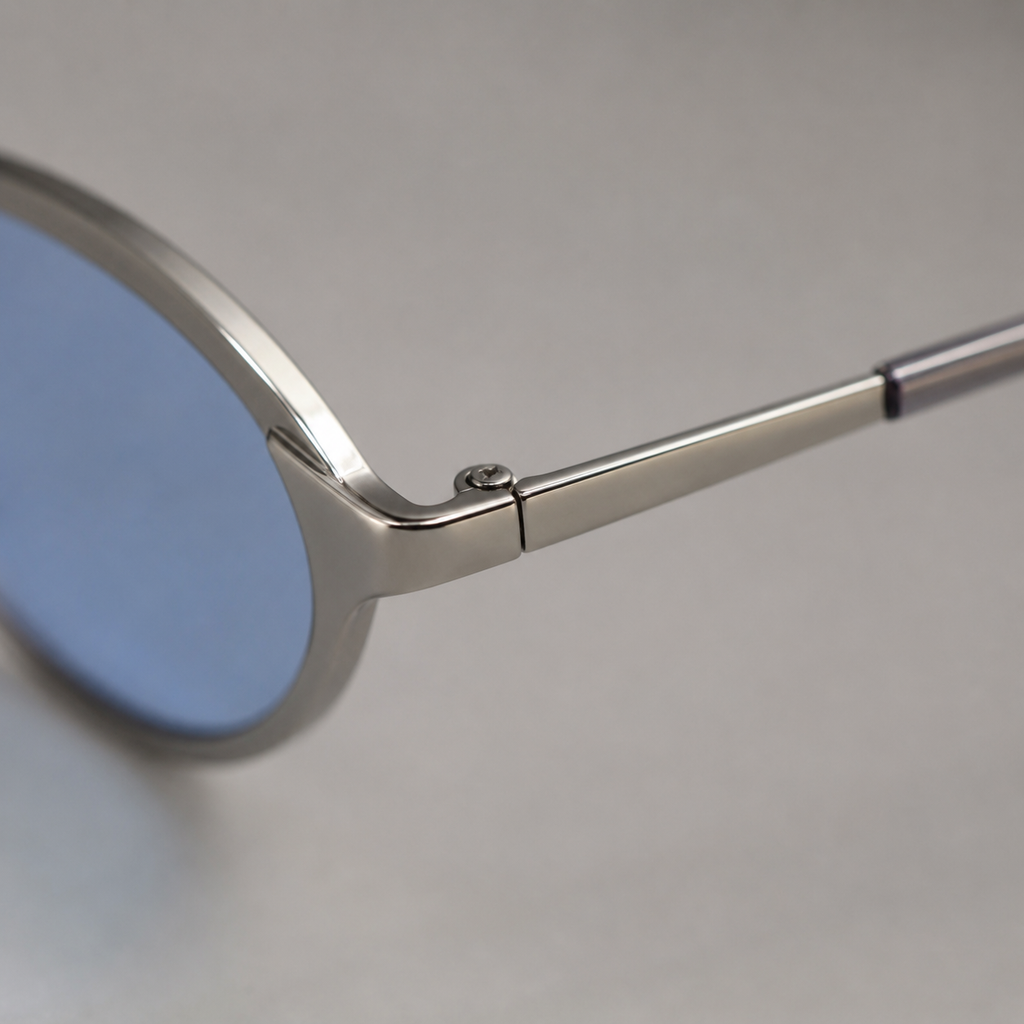OASIS sunglasses in silver with blue lenses — additional product view