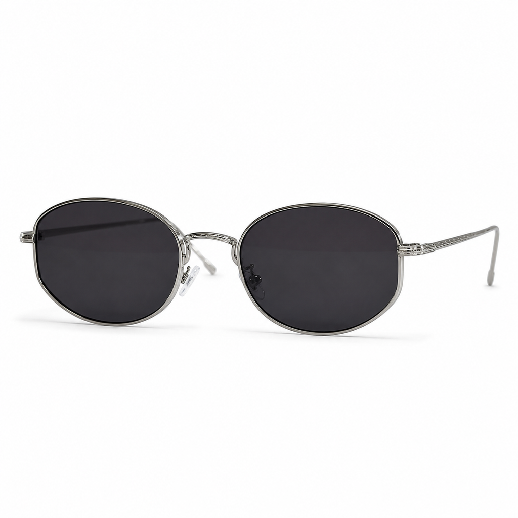 GOLDEN HOUR sunglasses by SHAMS BRAND — silver metal frame with grey UV400 lenses