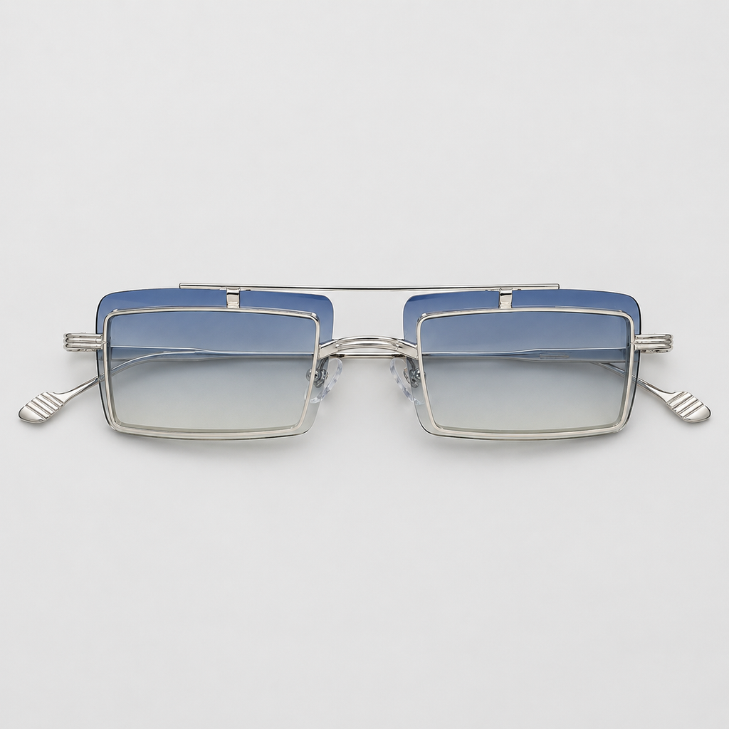 HALO sunglasses in silver with green yellow lenses — additional product view