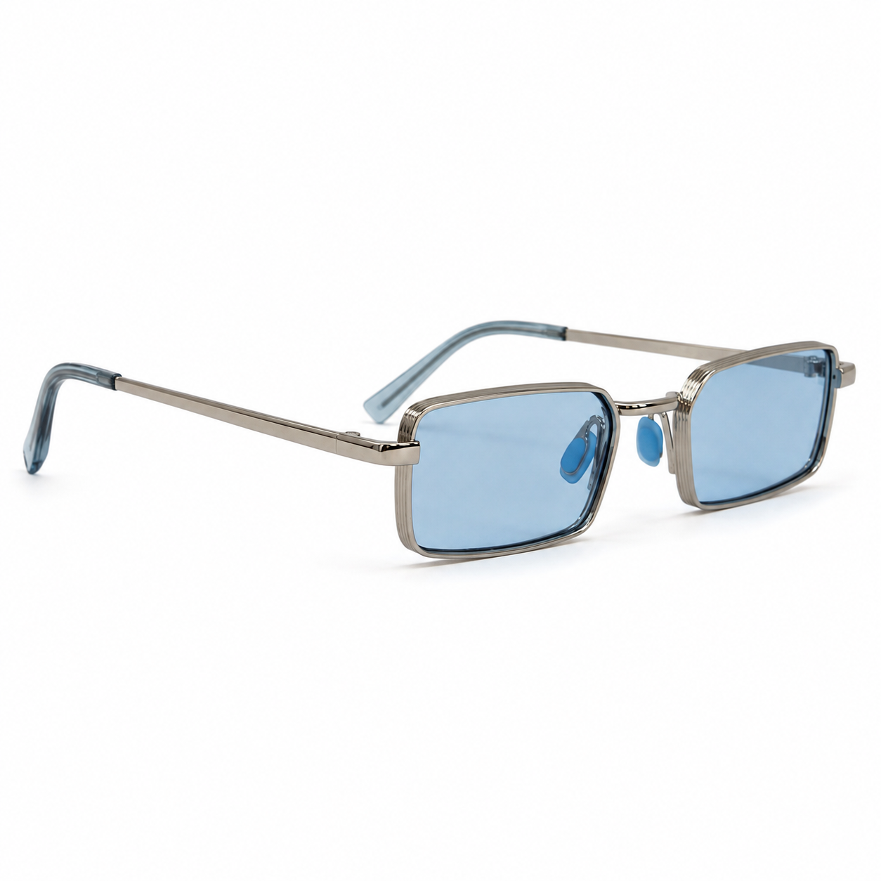 MARINA sunglasses by SHAMS BRAND — silver metal frame with blue UV400 lenses