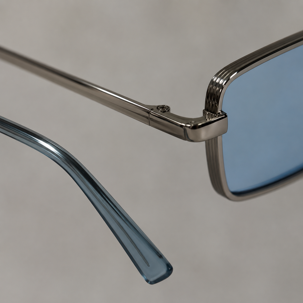 MARINA sunglasses in silver with blue lenses — additional product view