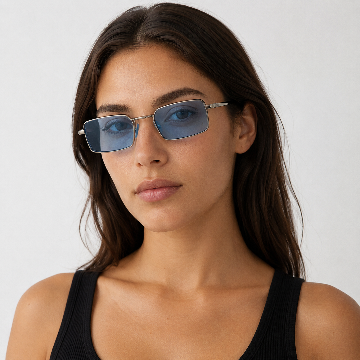 MARINA sunglasses in silver with blue lenses — additional product view