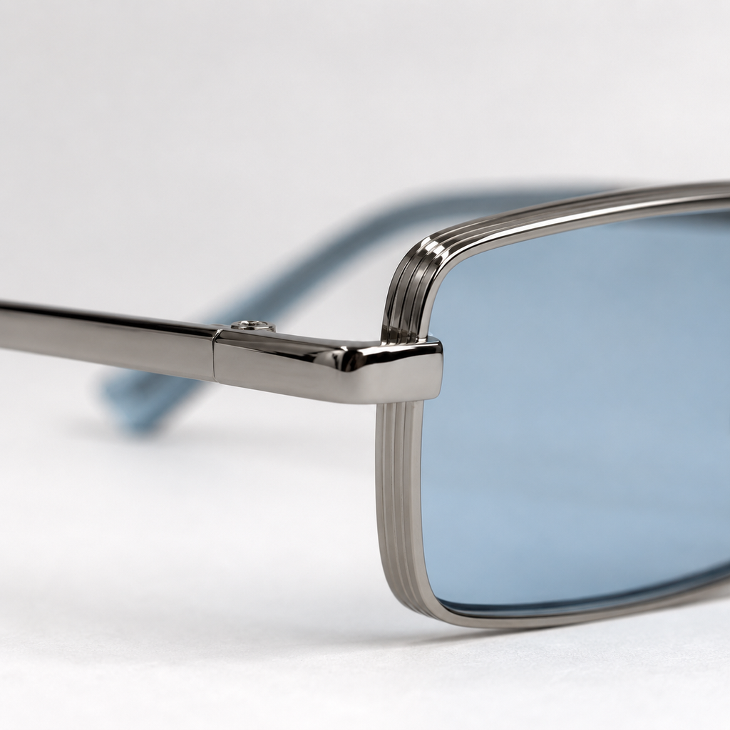 MARINA sunglasses in silver with blue lenses — additional product view