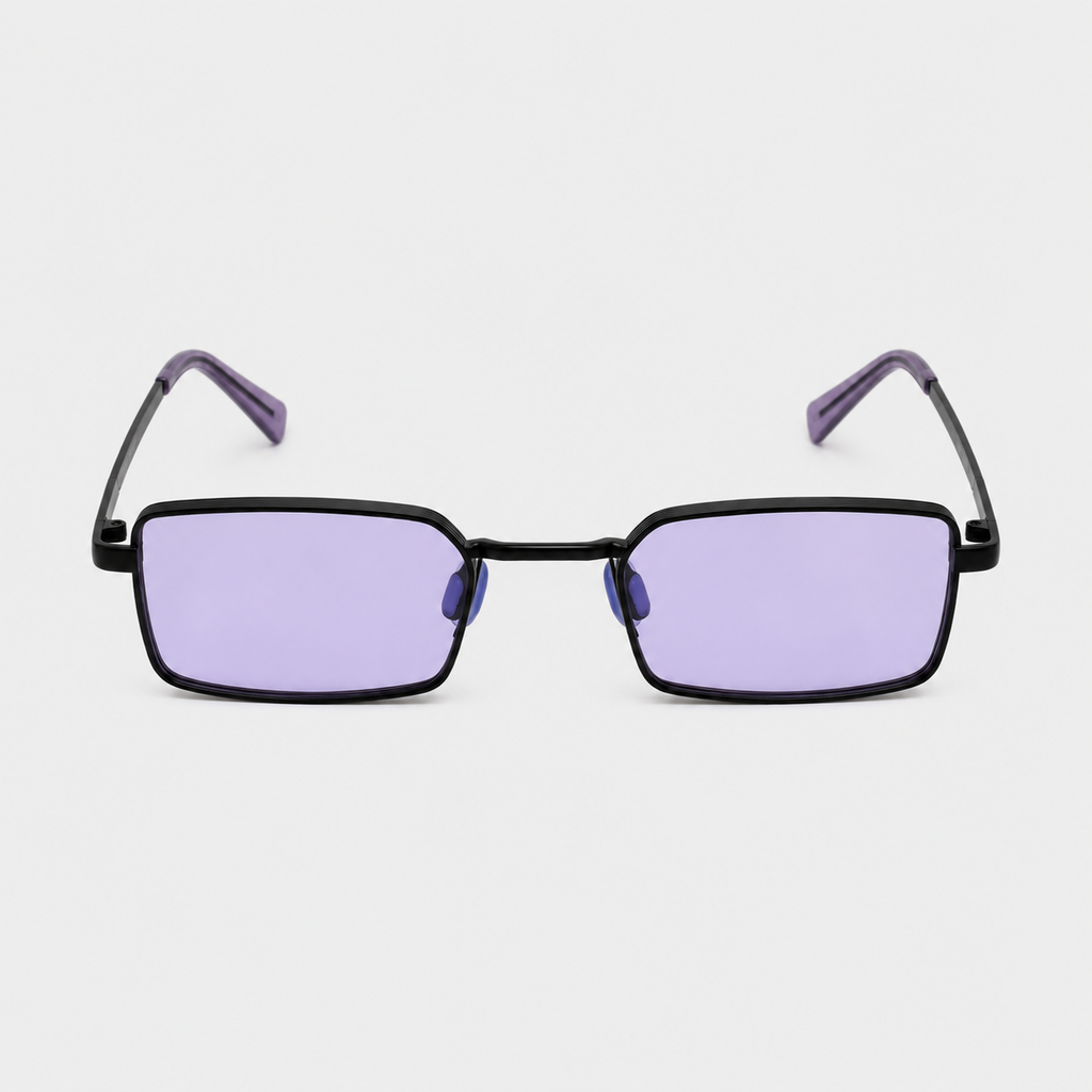 MARINA sunglasses by SHAMS BRAND — black metal frame with purple UV400 lenses