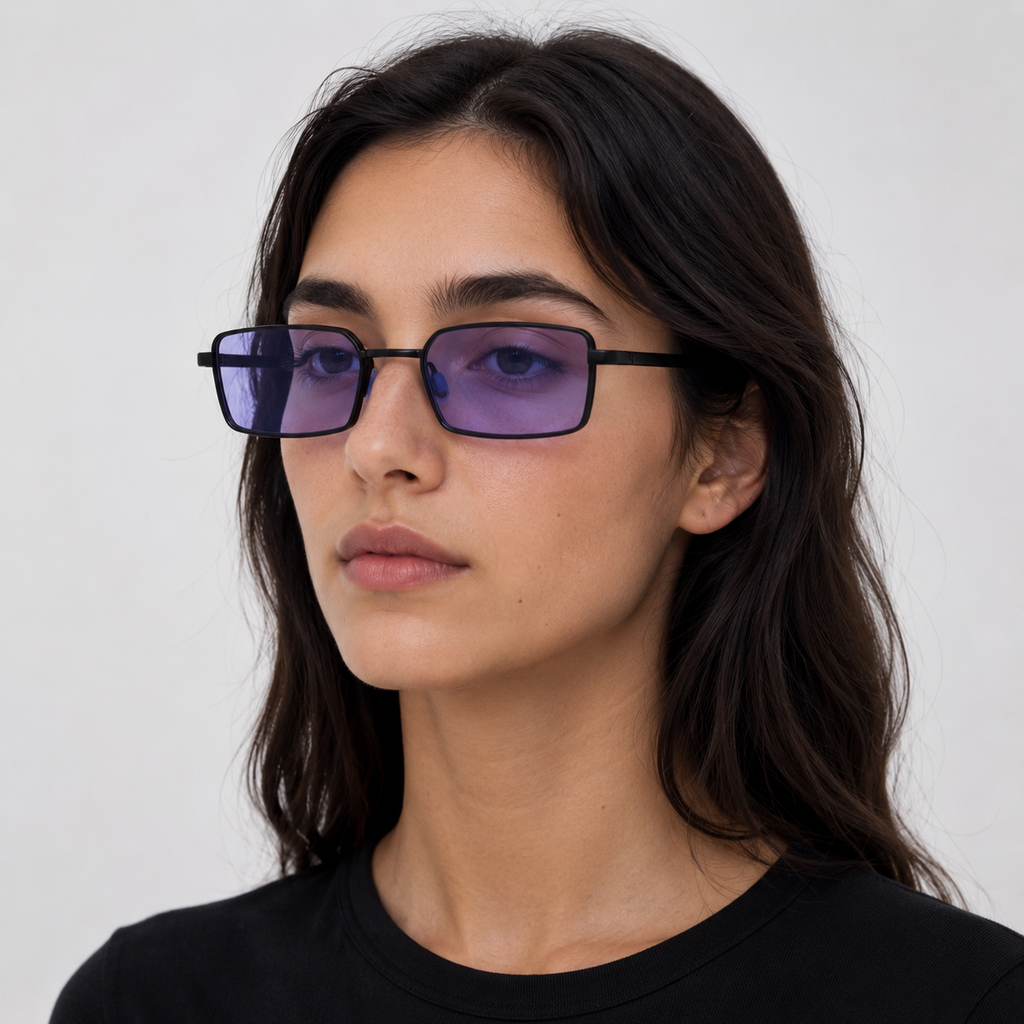 MARINA sunglasses in black with purple lenses — additional product view