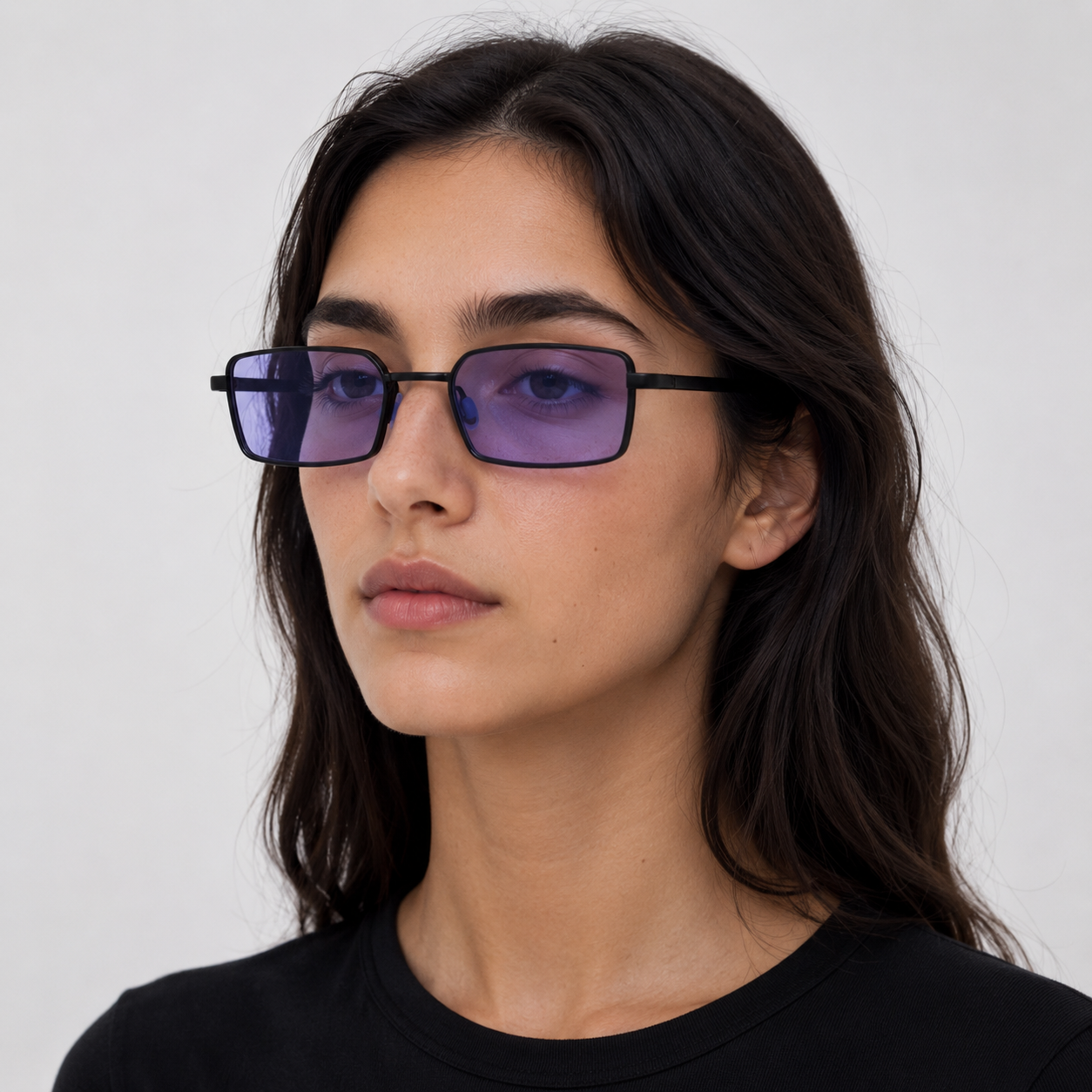 MARINA sunglasses in black with purple lenses — additional product view