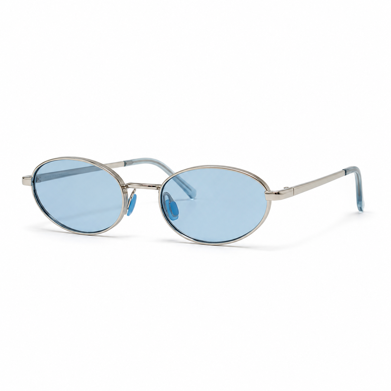 NOOR sunglasses in silver with blue lenses — additional product view