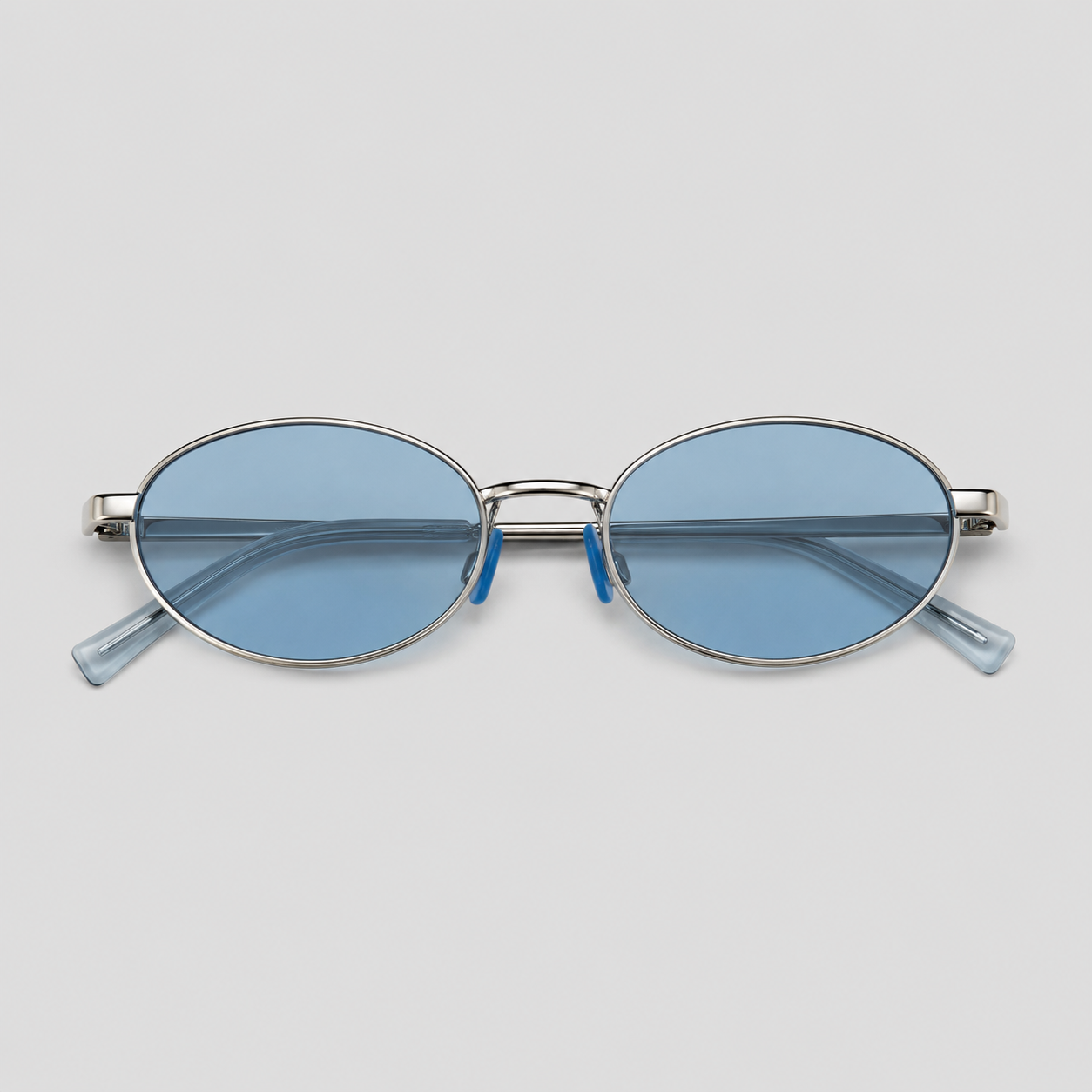 NOOR sunglasses in silver with blue lenses — additional product view