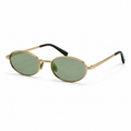 NOOR sunglasses by SHAMS BRAND — gold metal frame with green UV400 lenses